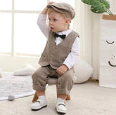 Charlie - Boys Wedding Suit Set with Waistcoat, Hat and Bow tie.
